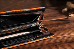 Handmade Leather Mens Clutch Wallet Cool Leather Wallet Long Phone Wallets for Men - imessengerbags