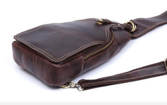 Handmade Leather Mens Cool Chest Bag Sling Bag Crossbody Bag Travel Bag Hiking Bag for men - imessengerbags