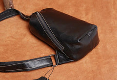 Genuine Leather Mens Cool Chest Bag Sling Bag Crossbody Bag Travel Bag Hiking Bag for men