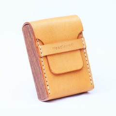 Cool Wooden Beige Leather Mens Cigarette Case Custom Cigarette Holder for Men - imessengerbags