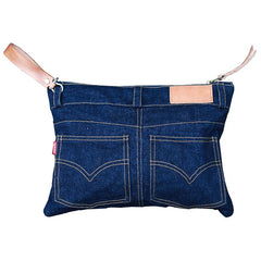 Unique Blue Jean Mens Clutch Bag Cool Wristlet Wallet Zipper Clutch Wallet For Men - imessengerbags