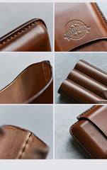 Cool Brown Leather Mens 3pcs Cigar Case Cool Custom Leather Cigar Case for Men - imessengerbags