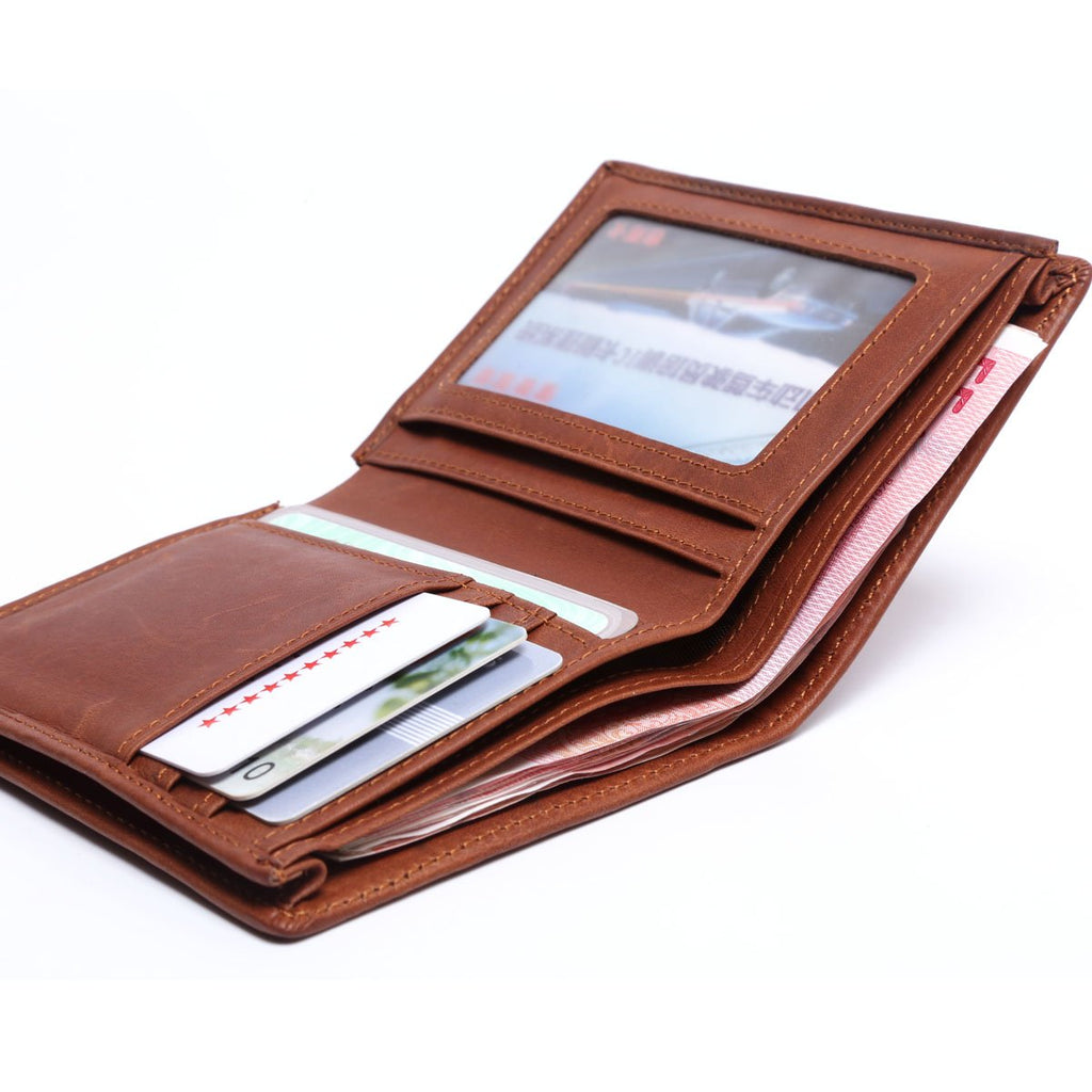 Genuine Leather Mens Cool Slim Leather Wallet Men Small Wallets