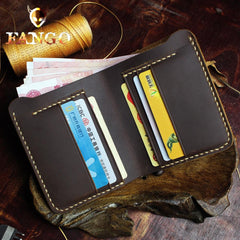 Handmade Leather Mens Cool Slim Leather Wallet Men billfold Wallets Bifold for Men - imessengerbags