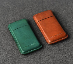 Handmade Green Leather Womens 5pcs Cigarette Holder Case Cool Custom Cigarette Case for Women - imessengerbags