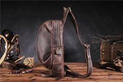 Handmade Leather Mens Cool Chest Bag Sling Bag Crossbody Bag Travel Bag Hiking Bag for men