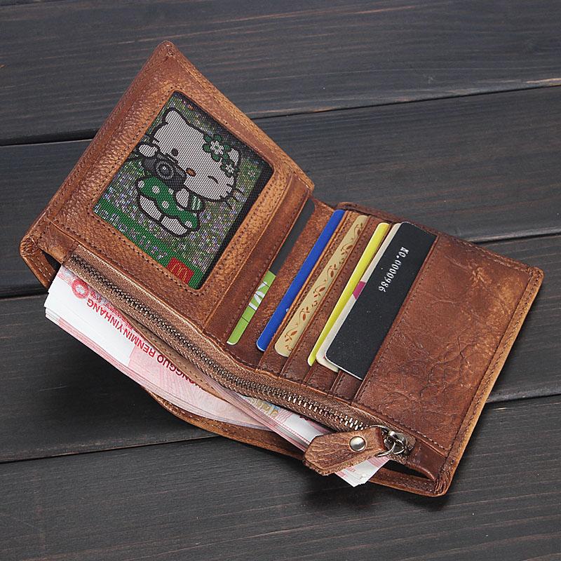 Genuine Leather Mens Cool Slim Leather Wallet Men Small Wallets