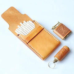 Wooden Beige Leather Womens 20pcs Cigarette Case Custom Cigarette Holder for Women - imessengerbags