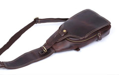 Handmade Leather Mens Cool Chest Bag Sling Bag Crossbody Bag Travel Bag Hiking Bag for men - imessengerbags