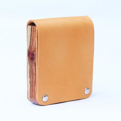 Handmade Wooden Leather Mens Cigarette Case Cool Beige Custom Cigarette Holder for Men - imessengerbags