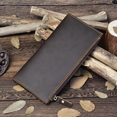 Handmade Leather Mens Cool Long Leather Wallet Passport Wallet Travel Wallet for Men - imessengerbags