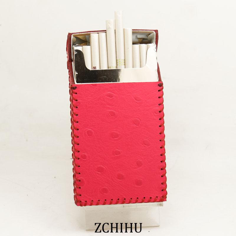 Cute Handmade Leather Womens Pink Black Cigarette Holder Case for Women - imessengerbags