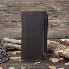 Handmade Leather Mens Cool Long Leather Wallet Passport Wallet Travel Wallet for Men - imessengerbags