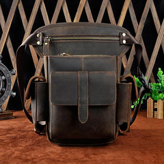 Cool Leather Mens Drop Leg Bag Belt Pouch Bag HIP PACK Waist Bag Shouder Bags For Men - imessengerbags