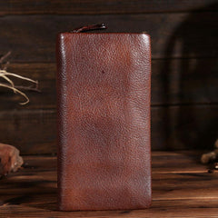 Handmade Leather Mens Clutch Wallet Cool Leather Wallet Long Phone Wallets for Men - imessengerbags