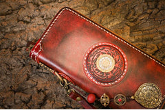 Handmade Leather Mens Chain Biker Wallet Cool Leather Wallet Long Phone Wallets for Men - imessengerbags