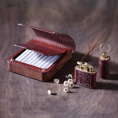 Handmade Wooden Leather Mens 20pcs Cigarette Case Cool Custom Cigarette Holder for Men - imessengerbags