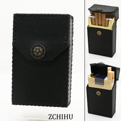 Handmade Leather Cigarette Holder Mens Black Cool Cigarette Holder Case for Men - imessengerbags