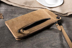 Handmade Leather Mens Cool Long Chain Wallet Phone Biker Trucker Wristlet Wallet - imessengerbags