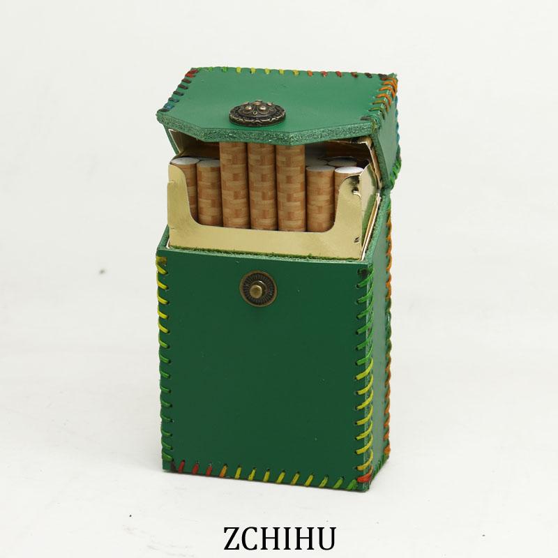 Cool Handmade Leather Womens Green Cigarette Holder Case for Women - imessengerbags