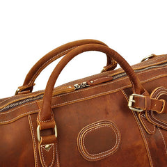 Cool Dark Brown Leather Mens Barrel Overnight BagsWeekender Bags Travel Bag For Men