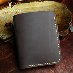 Handmade Leather Mens Cool Slim Leather Wallet Men billfold Wallets Bifold for Men - imessengerbags