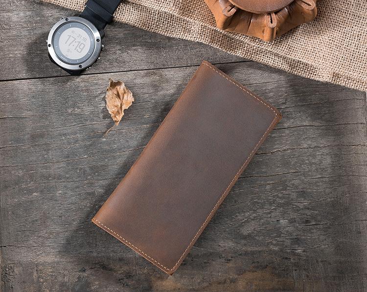 Handmade Leather Mens Cool Long Leather Wallet Bifold Clutch Wallet fo –  iwalletsmen