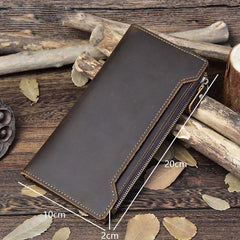 Handmade Leather Mens Cool Long Leather Wallet Passport Wallet Travel Wallet for Men - imessengerbags