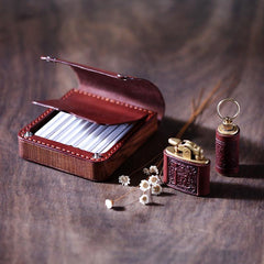 Handmade Wooden Leather Mens 20pcs Cigarette Case Cool Custom Cigarette Holder for Men - imessengerbags