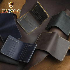 Handmade Leather Mens Cool Slim Leather Wallet Men billfold Wallets Bifold for Men - imessengerbags