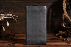 Handmade Leather Mens Clutch Wallet Cool Leather Wallet Long Phone Wallets for Men - imessengerbags