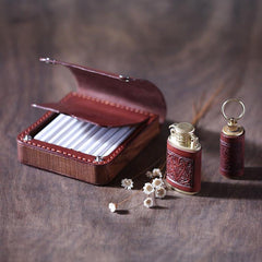 Handmade Wooden Leather Mens 20pcs Cigarette Case Cool Custom Cigarette Holder for Men - imessengerbags