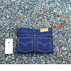 Unique Blue Jean Mens Clutch Bag Cool Wristlet Wallet Zipper Clutch Wallet For Men - imessengerbags