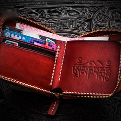 Handmade Leather Small Tooled Mens billfold Wallet Cool Chain Wallet Biker Wallet for Men - imessengerbags