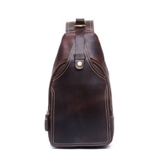 Handmade Leather Mens Cool Chest Bag Sling Bag Crossbody Bag Travel Bag Hiking Bag for men - imessengerbags