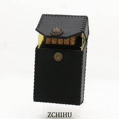 Handmade Leather Cigarette Holder Mens Black Cool Cigarette Holder Case for Men - imessengerbags