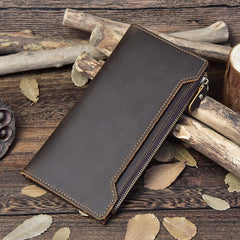 Handmade Leather Mens Cool Long Leather Wallet Passport Wallet Travel Wallet for Men - imessengerbags