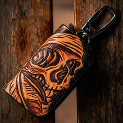 Handmade Leather Biker Mens Cool Car Key Wallet Coin Wallet Pouch Car KeyChain for Men - imessengerbags