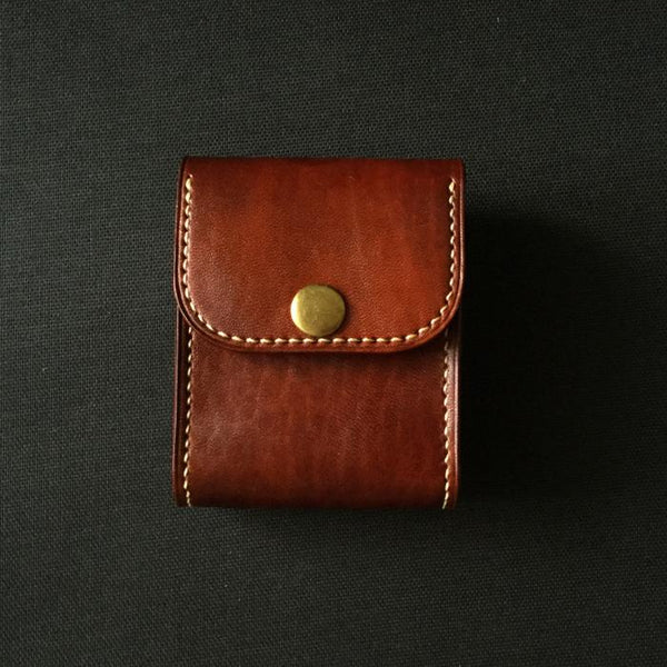 Leather Brown Mens Cigarette Case Cigarette Holder Belt Pouch with Belt Loop for Men - imessengerbags