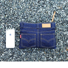 Unique Blue Jean Mens Clutch Bag Cool Wristlet Wallet Zipper Clutch Wallet For Men - imessengerbags