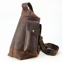 Genuine Leather Mens Cool Chest Bag Sling Bag Crossbody Bag Travel Bag Hiking Bag for men - imessengerbags