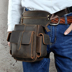 Cool Leather Mens Drop Leg Bag Belt Pouch Bag HIP PACK Waist Bag Shouder Bags For Men - imessengerbags