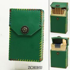 Cool Handmade Leather Womens Green Cigarette Holder Case for Women - imessengerbags