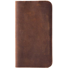 Handmade Leather Mens Cool Long Leather Wallet Slim Phone Clutch Wallet for Men - imessengerbags