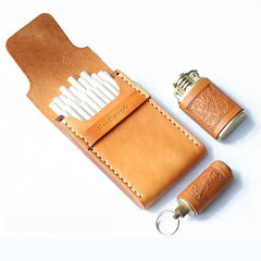 Cool Wooden Beige Leather Mens Cigarette Case Custom Cigarette Holder for Men - imessengerbags