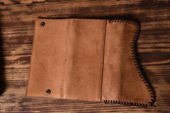 Handmade Leather Mens Cool Long Leather Wallet Trifold Clutch Wallet for Men - imessengerbags