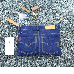 Unique Blue Jean Mens Clutch Bag Cool Wristlet Wallet Zipper Clutch Wallet For Men - imessengerbags