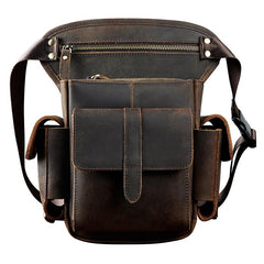 Cool Leather Mens Drop Leg Bag Belt Pouch Bag HIP PACK Waist Bag Shouder Bags For Men - imessengerbags