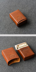 Handmade Brown Leather Mens 20pcs Cigarette Case Cool Custom Cigarette Case for Men - imessengerbags