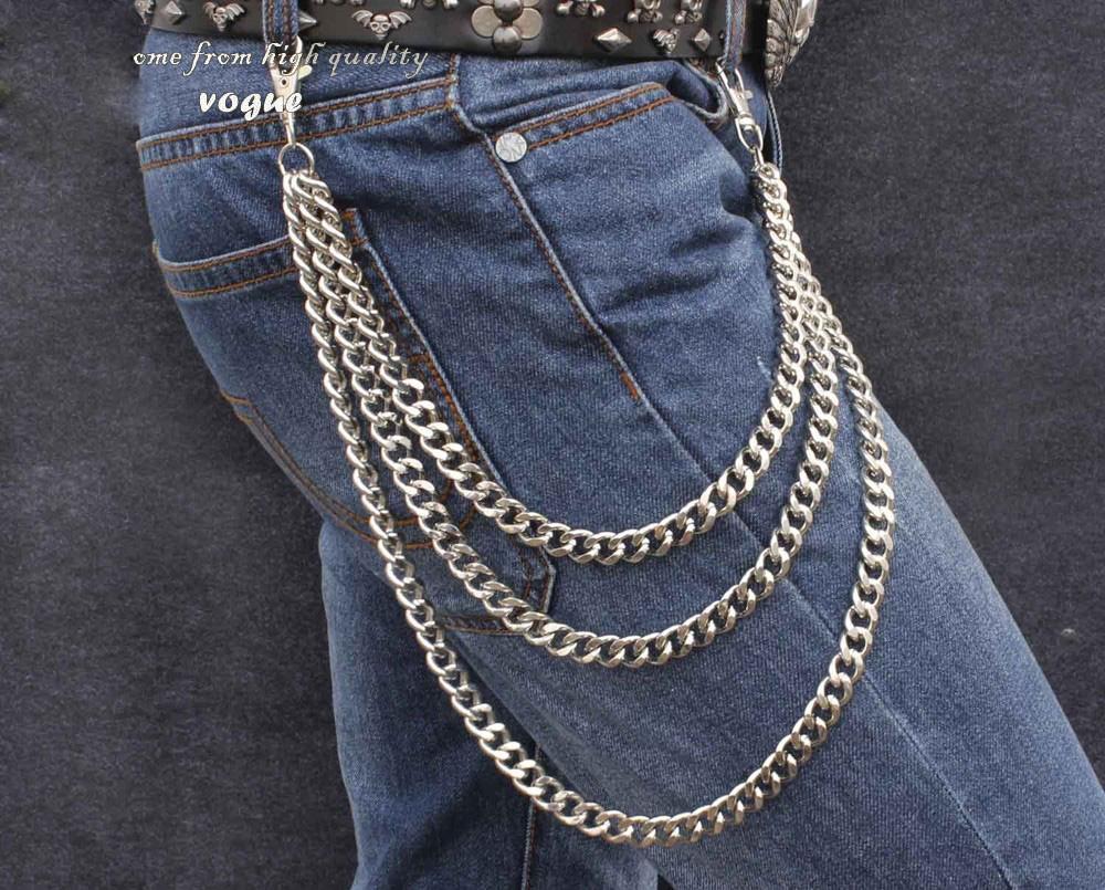 27'' Metal PUNK CHAIN BIKER SILVER Black WALLET CHAIN LONG PANTS CHAIN –  imessengerbags